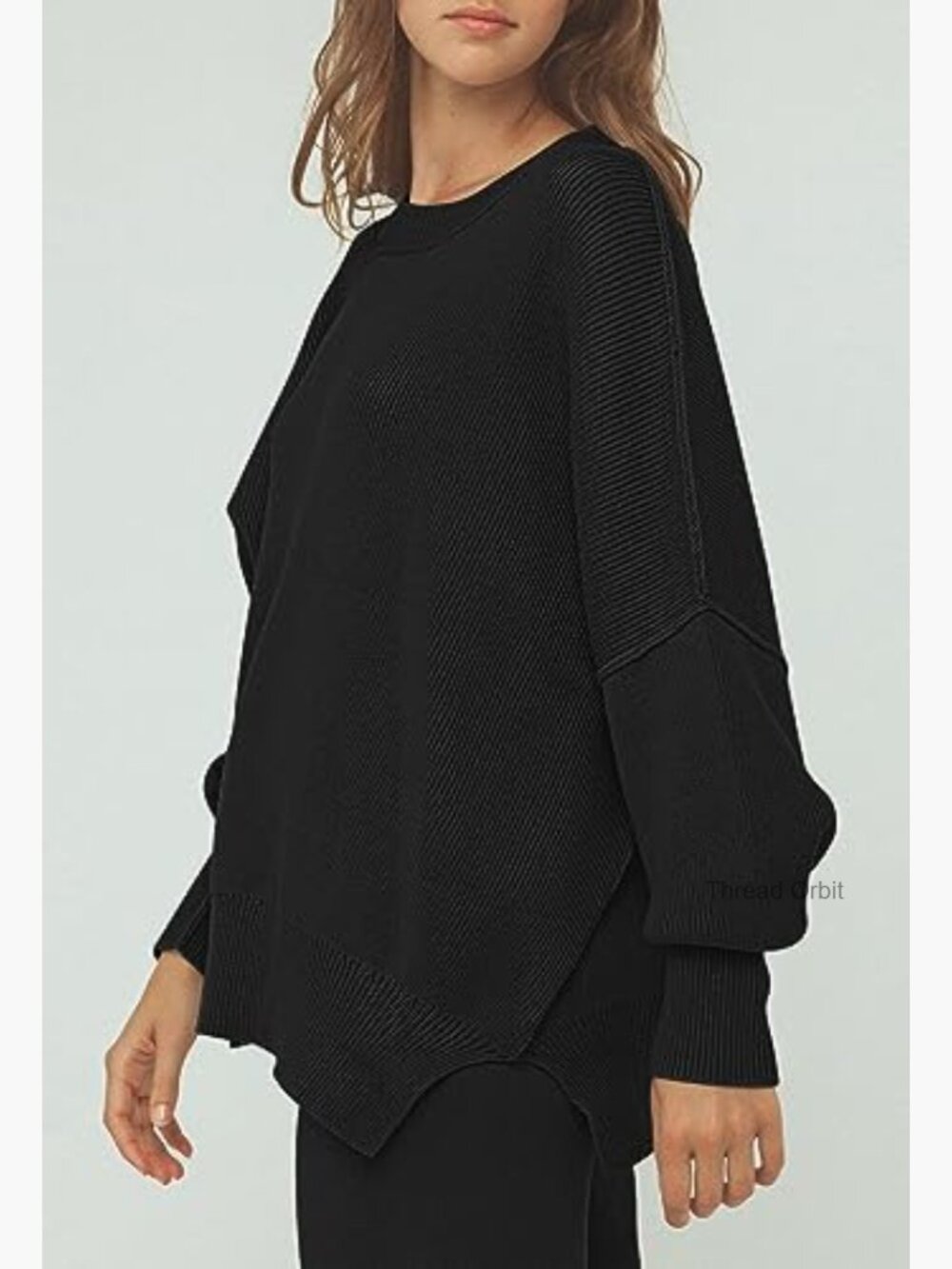 Medium Knit Sweater Set with Wide Leg Pants Loose Lounge Wear - Picture 5 of 7